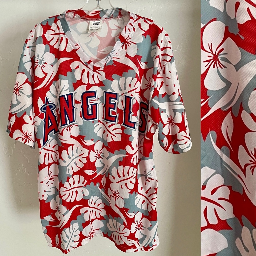 Rare COLLECTIBLE MLB Los Angeles ANGELS of ANAHEIM Hawaiian Jersey Shirt Size XL